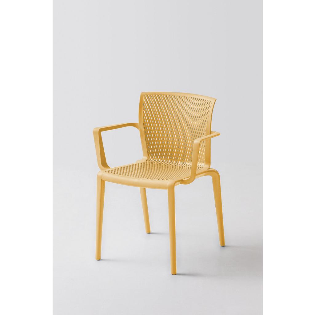Plastová Židle S Područkami Spiker Hořčicově Žlutá - 4ks