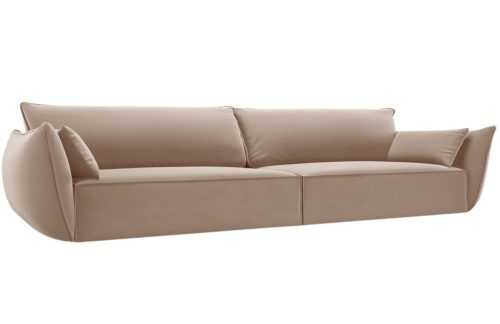 Béžová sametová čtyřmístná pohovka MICADONI Kaelle 248 cm