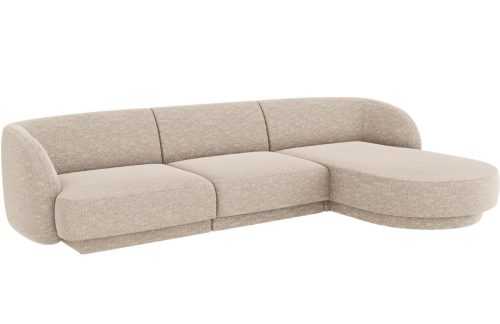 Béžová žinylková rohová pohovka MICADONI Miley 255 cm