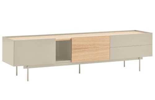 Béžový dubový TV stolek Teulat Otto 180 x 40 cm