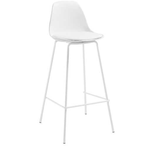 Bílá koženková barová židle Kave Home Brighter 65 cm
