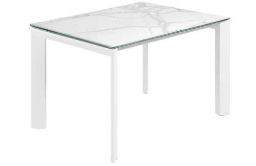 Bílý porcelánový rozkládací jídelní stůl Kave Home Axis 120/180 x 80 cm