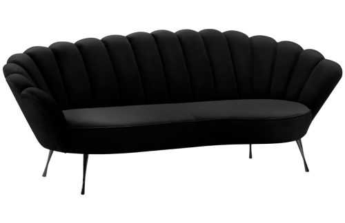 Černá sametová třímístná pohovka Cosmopolitan Design Kingston II. 224 cm s černou podnoží