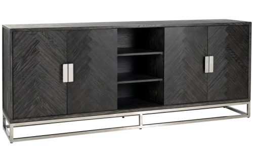 Černo stříbrná dubová komoda Richmond Blackbone 225 x 45 cm