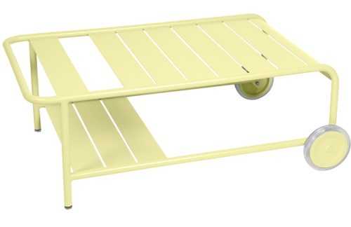 Citronově žlutý kovový zahradní konferenční stolek Fermob Luxembourg 105 x 72 cm