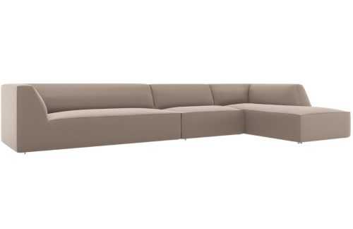 Hnědá koženková rohová pohovka MICADONI Ruby 366 cm