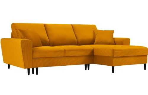 Hořčicově žlutá manšestrová rohová rozkládací pohovka MICADONI Moghan 241 cm