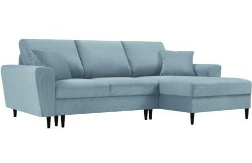 Modrá manšestrová rohová rozkládací pohovka MICADONI Moghan 241 cm