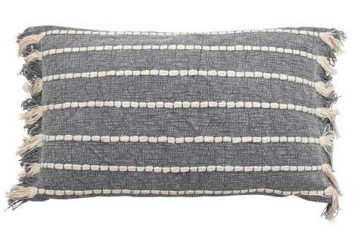 Modrý bavlněný polštář Bloomingville Atiki 35 x 60 cm