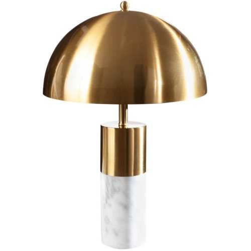 Moebel Living Zlato bílá kovová stolní lampa Adore s mramorovou podstavou