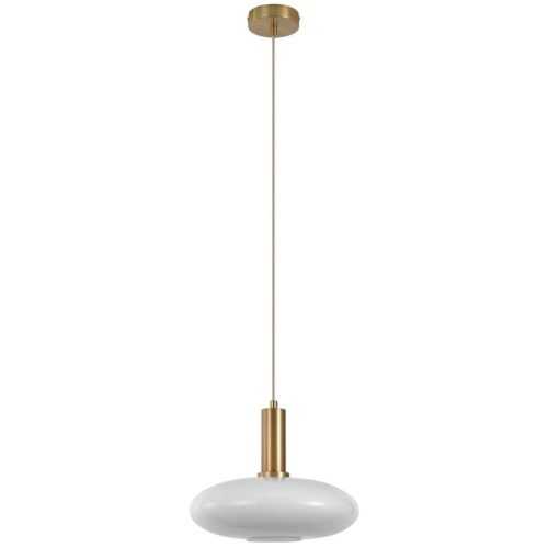 Nordic Living Bílo zlatá skleněná závěsná lampa Tabea 28 cm