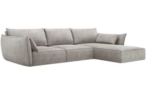 Šedá čalouněná rohová pohovka MICADONI Kaelle 308 cm