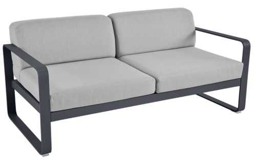 Šedá čalouněná zahradní pohovka Fermob Bellevie 160 cm s antracitovou podnoží