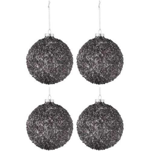 Set čtyř šedých skleněných vánočních ozdob J-Line Pia 10