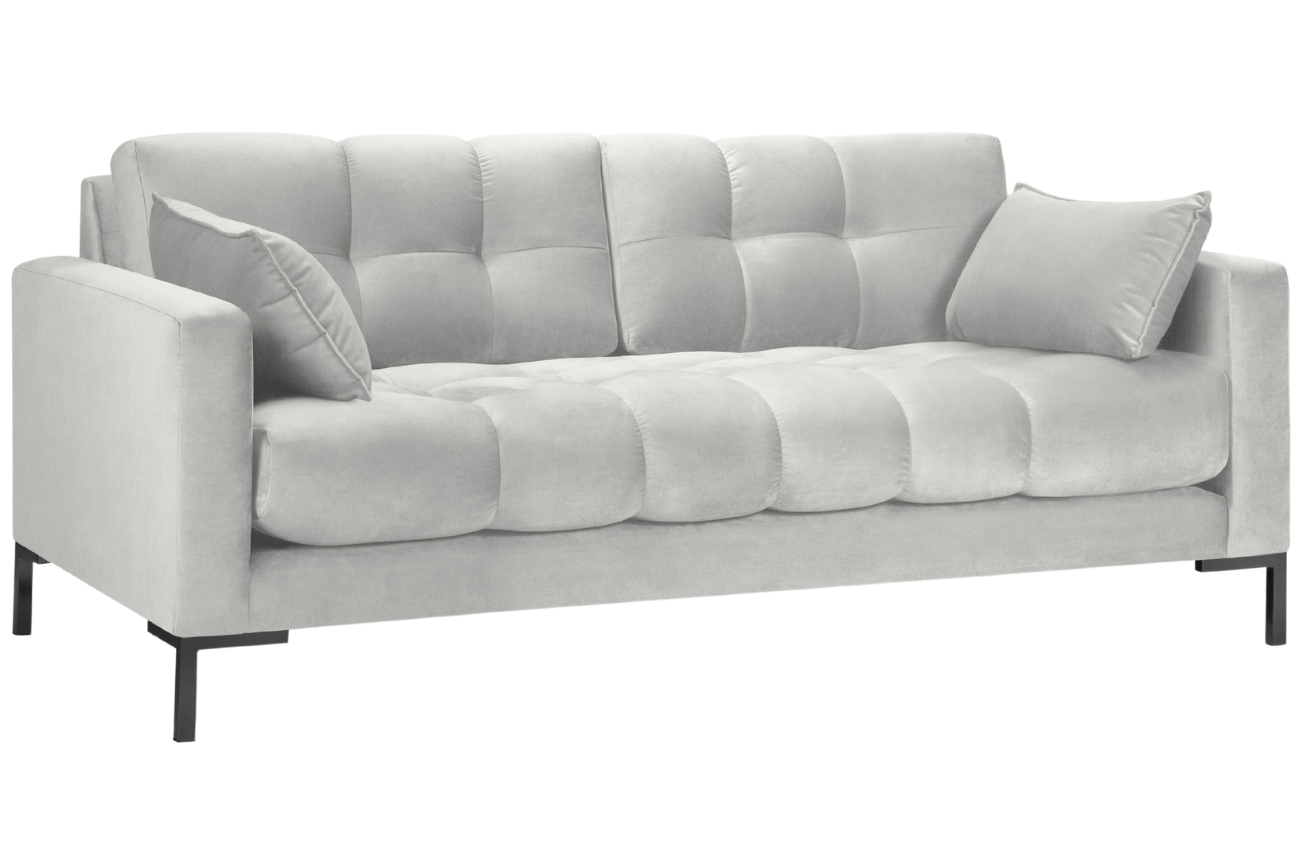 Světle šedá sametová dvoumístná pohovka MICADONI Mamaia 152 cm