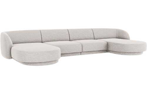 Světle šedá žinylková rohová pohovka do "U" MICADONI Miley 330 cm