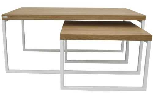 Take Me Home Set dvou dubových konferenčních stolků Doblo 53 x 53/100 x 60 cm s bílou podnoží