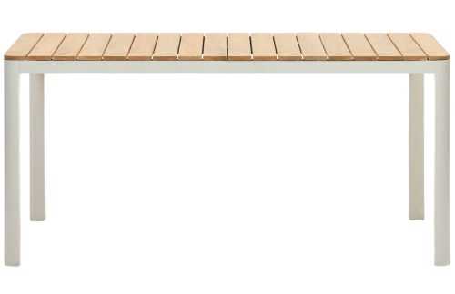 Teakový zahradní jídelní stůl Kave Home Bona s bílou podnoží 163 x 90 cm