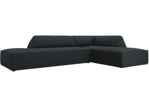 Tmavě modrá manšestrová rohová pohovka MICADONI Ruby 273 cm