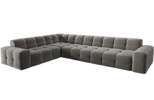Tmavě šedá sametová rohová pohovka MICADONI Kendal 332 cm