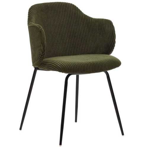 Tmavě zelená manšestrová jídelní židle Kave Home Yunia