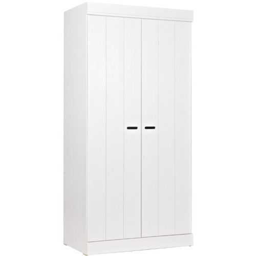 WOOOD Bílá dřevěná šatní skříň Ernie 195 cm