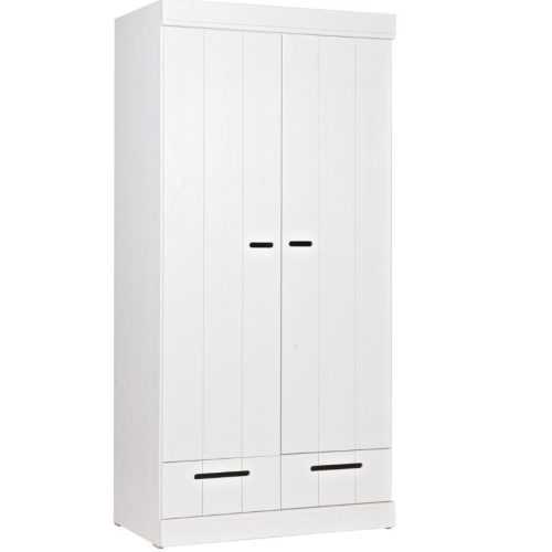 WOOOD Bílá dřevěná šatní skříň Ernie 195 x 94 cm