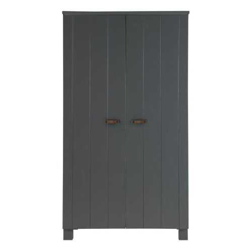 WOOOD Šedá borovicová šatní skříň Koben 202 x 111 cm II.