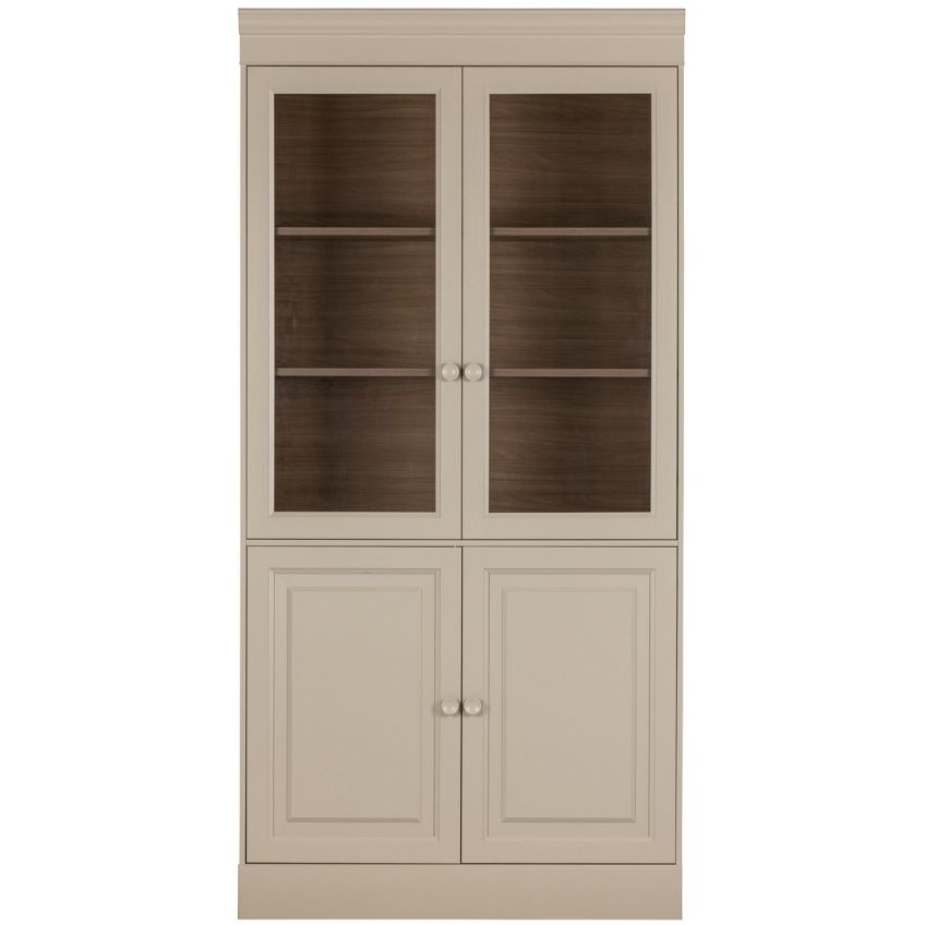 WOOOD Šedá borovicová vitrína Chowie 215x105 cm