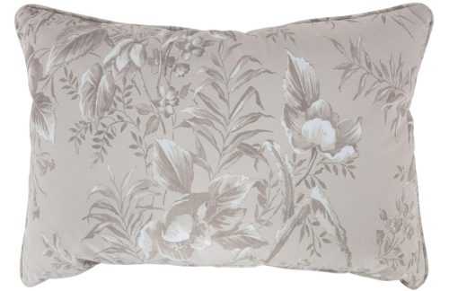 WOOOD Světle šedý sametový polštář se vzorem květin Tergi 40 x 60 cm