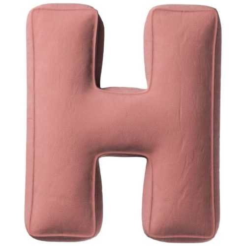 Yellow Tipi Korálově růžový sametový polštář písmeno H 40 cm