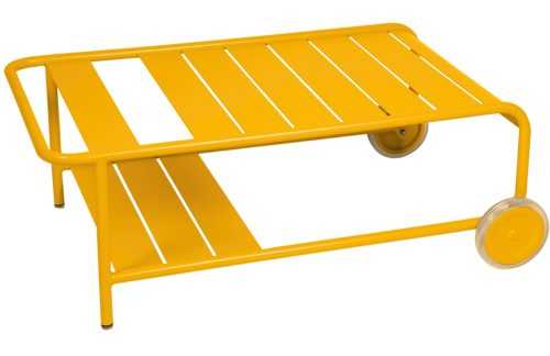 Žlutý kovový zahradní konferenční stolek Fermob Luxembourg 105 x 72 cm